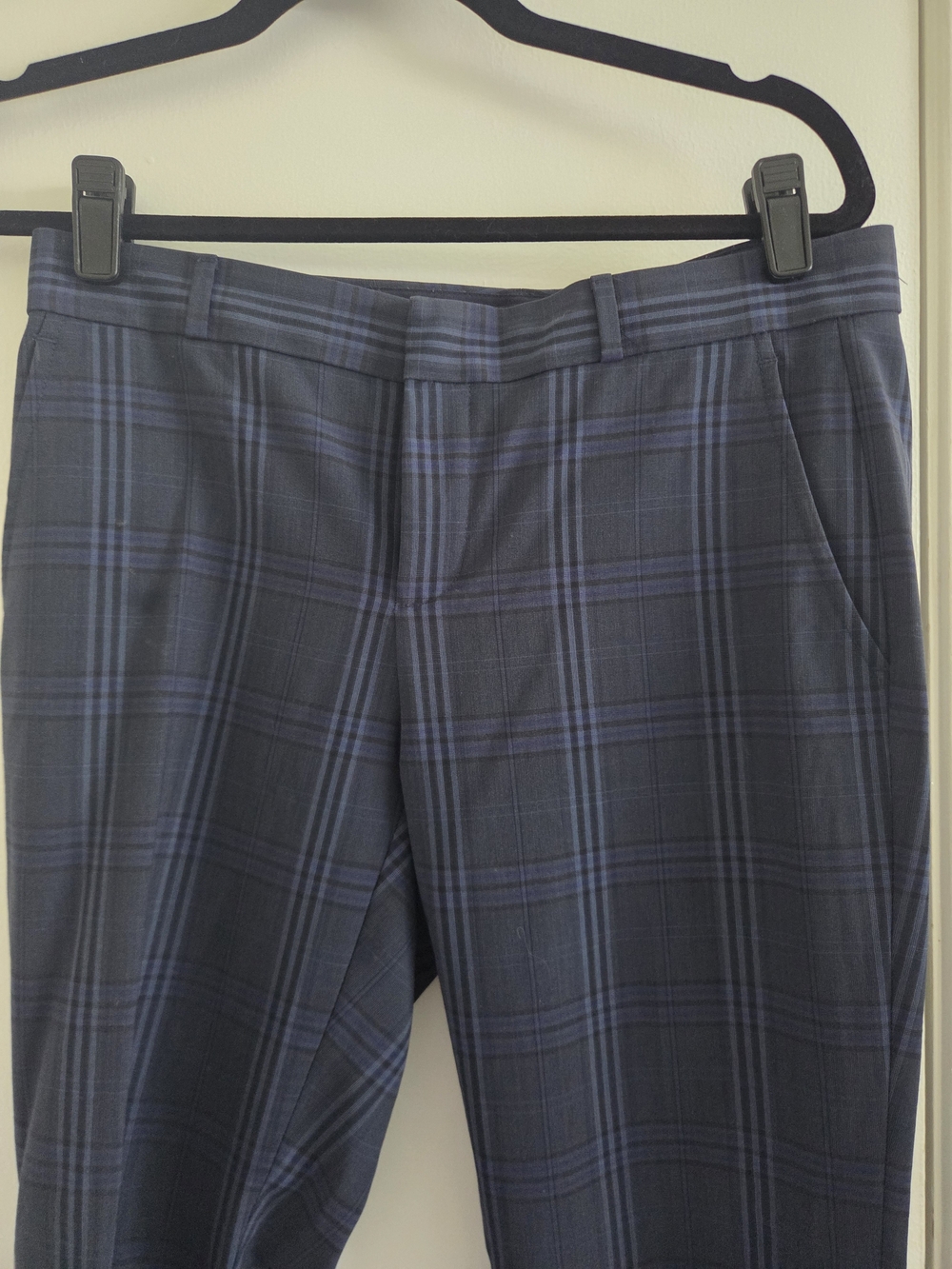 Banana Republic Navy and Black Plaid Trousers